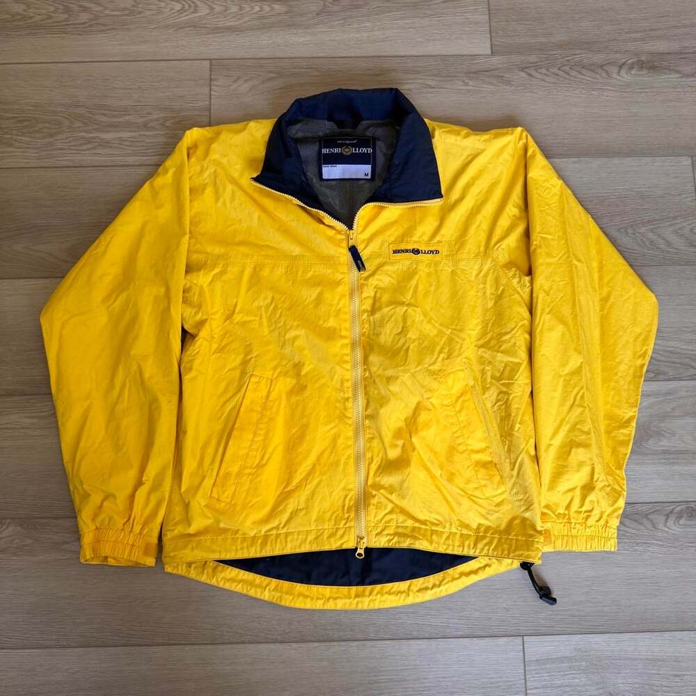 Henri Lloyd Yellow Navy Sailing Windbreaker Jacket Size Medium